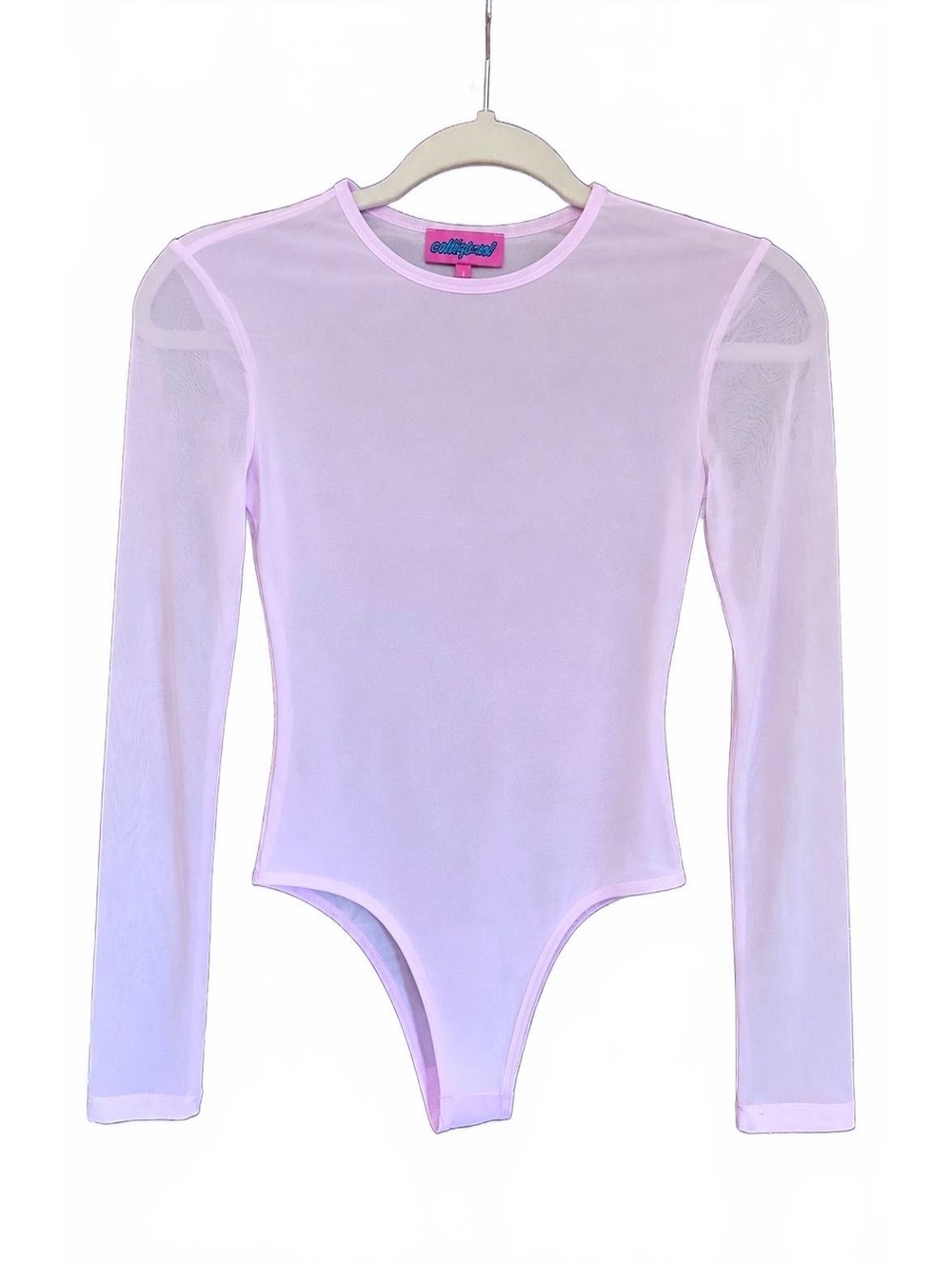 Ediktred Light Pink Mesh Long Sleeve Bodysuit Size S